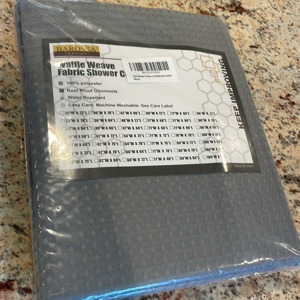 Barossa Design Stall Waffle Weave Fabric Shower Curtain 36” Wide x 72” Long